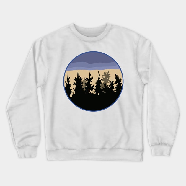 Autumn sunset behind a forest Crewneck Sweatshirt by Amalus-files